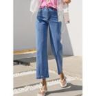 Letter Patched Wide-leg Jeans
