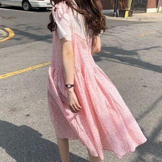 Short-sleeve Top / Floral Print Spaghetti-strap Dress