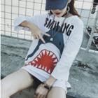Shark Print 3/4-sleeve T-shirt