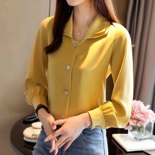 Puff-sleeve Double-collar Blouse