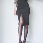 Split Front Midi Fitted Skirt