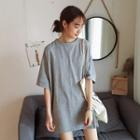 Lace Up Back Elbow Sleeve T-shirt Dress