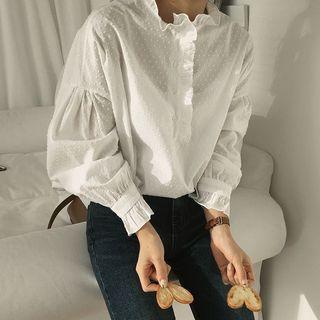 Dotted Frill Trim Blouse