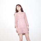 Round-neck 3/4-sleeve Laced Dress