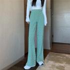 High-waist Checkerboard Wide-leg Pants