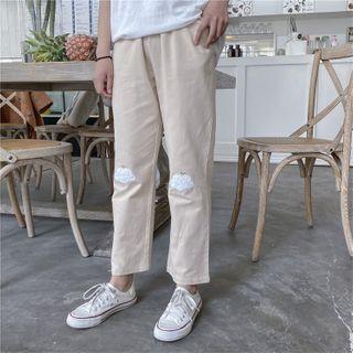 Cloud Embroidered Straight-cut Pants