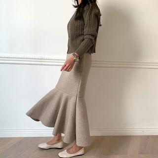 Woolen Maxi Mermaid Skirt