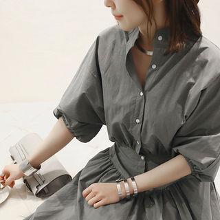 Puff-sleeve Shirtdress
