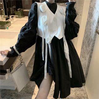 Strappy Vest / Plain Long-sleeve Shirtdress