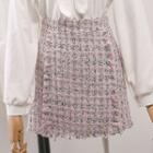 Tweed Plaid Mini A-line Skirt