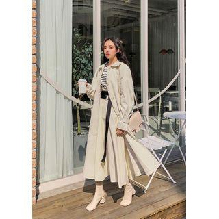 Belted A-line Long Mac Coat