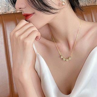 Clover Rhinestone Pendant Alloy Necklace Gold - One Size