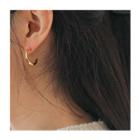 Hoop Earring & Oval / Square Ear Stud Set (6 Pcs) Gold - One Size