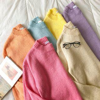 Long-sleeve Round Neck Plain Sweater