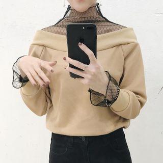 Mesh Panel Mock Two-piece Top