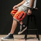 Color Buckled Strap Cargo Shorts