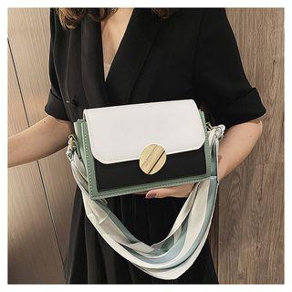 Metal Accent Color Block Shoulder Bag