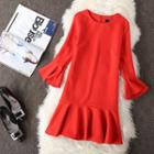 Ruffle-trim Long-sleeve Mini Dress