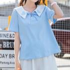 Embroidered Collar Short-sleeve T-shirt