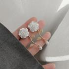 Acrylic Rose Pearl Dangle Earring 1 Pair - Ear Studs - White & Gold - One Size