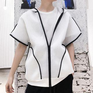 Detachable Sleeve Hooded Zip-up Jacket