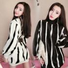 Striped Furry Tunic With Belt