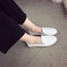 Faux-leather Embroidered Flats