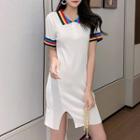 Short-sleeve Polo Shirtdress As Shown In Figure - One Size