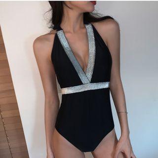 Rhinestone Trim Swimsuit