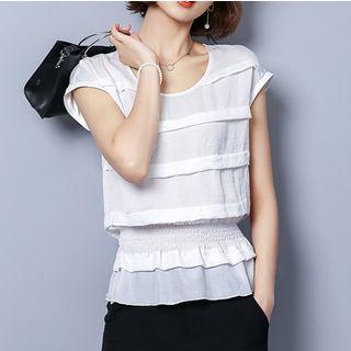 Plain Peplum Short Sleeve T-shirt