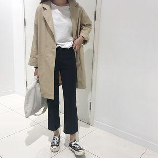 Pocketed Single-button Jacket Khaki - One Size
