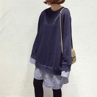 Striped Mock Two-piece Long Pullover