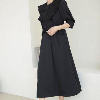 Criss-cross Pleat Long Dress