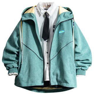 Hooded Zip Coduroy Jacket