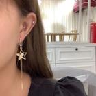 Rhinestone Star Dangle Earring 1 Pair - Silver Pin - Gold - One Size