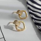 Rhinestone Hoop Stud Earring 1 Pair - 925 Silver - Gold - One Size