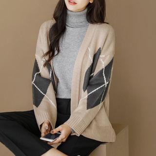 Loose-fit Argyle Cardigan