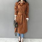 Double-breast Trench Coat & Belt Black - One Size