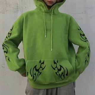 Printed Hoodie Grass Green - One Size