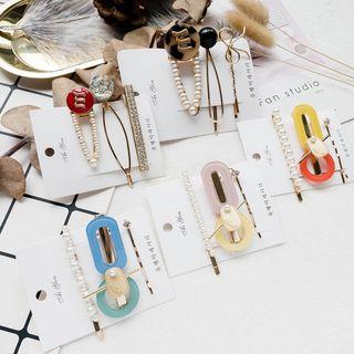 Set: Faux Pearl / Rhinestone Hair Pin / Hair Clip (assorted Designs)