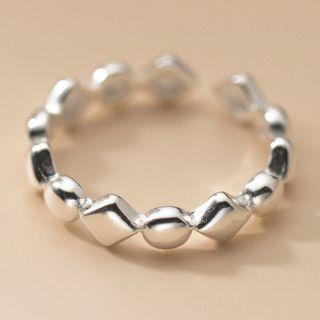 Geometric Sterling Silver Open Ring S925 - 1 Pc - Silver - One Size