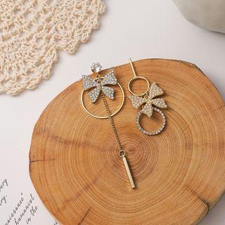 Asymmetrical Bow Drop Earring 1 Pr - Gold - One Size