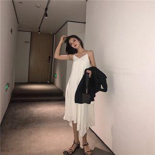 Spaghetti Strap Midi Dress Strap Dress - Ivory White - One Size