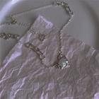 Moonstone Heart Necklace Xl1372 - Silver - One Size