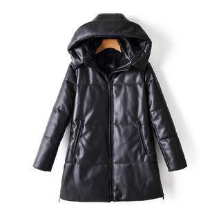 Faux-leather Zipped Parka