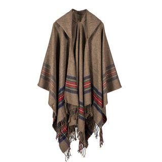 Striped Hooded Poncho