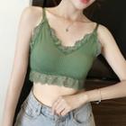 Lace Trim Padded Cropped Camisole Top