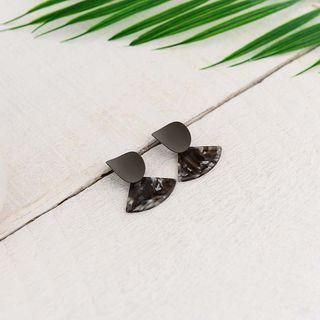 Acetate Fan Dangle Earring Black - One Size