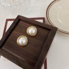 Faux Pearl Alloy Earring Type A - 1 Pair - White & Gold - One Size