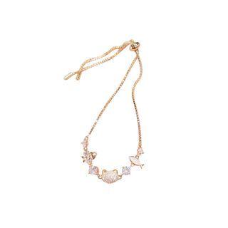 Rhinestone Cat Bracelet Ly2328 - Bracelet - Gold - One Size